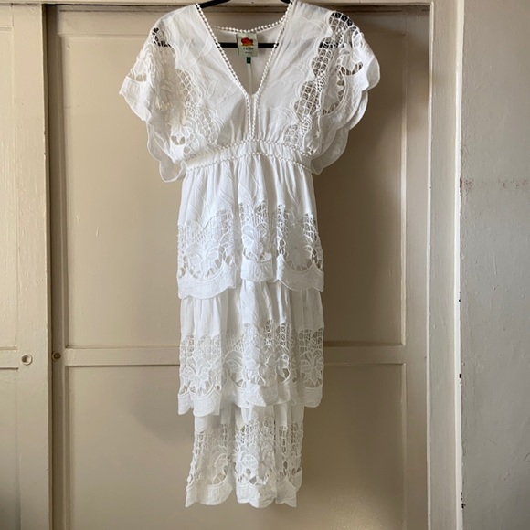 FARM Rio | Dresses | Farm Rio Off White Richelieu Midi Dress | Poshmark